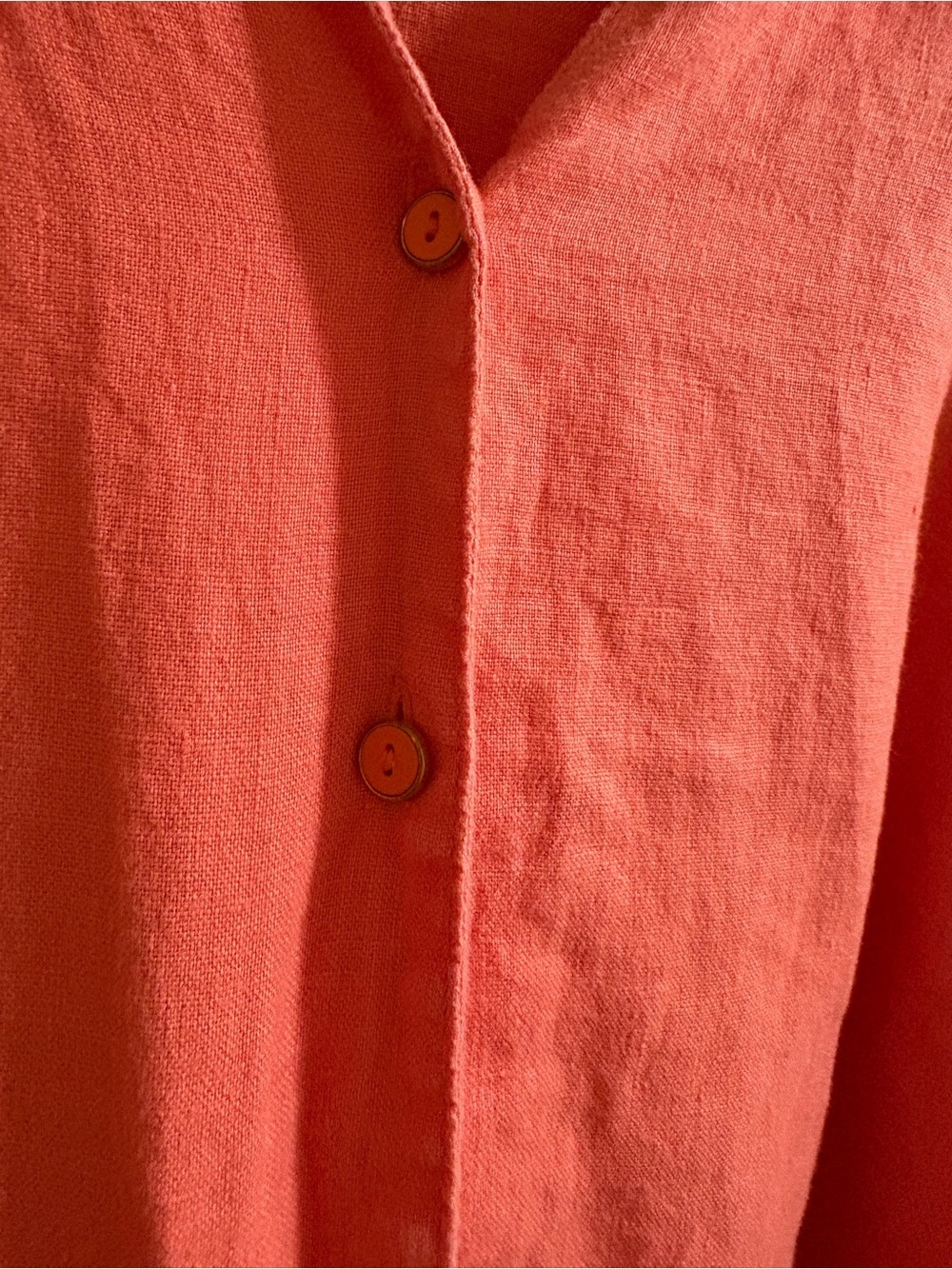 JM Collection 100% Linen Coral Button Front Roll Tab Shirt Size 18 Plus - Picture 5 of 15